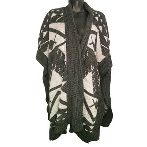 Express One Size Tall Aztec Pattern Knit Poncho Sweater L/XL